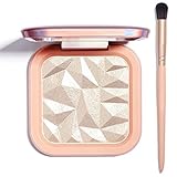 LSxia Highlighter Makeup Palette Shimmer Contour Palette Powder for Brighten Face Contour Gold Cheek Highlight Makeup, Long Lasting Highlighter Powder with Mirror for Illuminator Makeup (SUN GLOW)