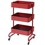 山善(YAMAZEN) バスケットトローリー LBTA-3 レッド(つやあり)