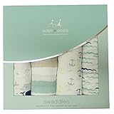 エイデンアンドアネイ ADEN+ANAIS おくるみ コットン 4枚セット 12種 クラシック モスリン スワドル (HIGHT SEAS) [並行輸入品]