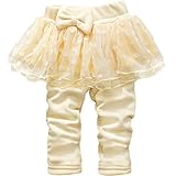 HONEY BLOSSOM ベビー & キッズ リボン ドット チュール 綿素材 裏起毛 スカッツ m212 yellow 90