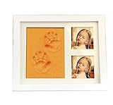 Smile-Life 赤ちゃん 手形 足形 記念 フォトフレーム 木製 大切な 思い出 記念品 ギフト 安心 安全 素材 粘土 ベビー (オレンジ)