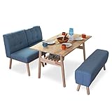 ダイニングセット ソファ スツール 4点 ブルー LUPUS ルーパス 北欧風 ダイニングテーブルセット 4人掛け 低め 無垢 天然木 木製 リビングダイニングセット ナチュラル 人気 おしゃれ かわいい gkw