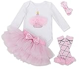 LJYHベビー女の子プリンセスピンクBirsthdayボディスーツとソックスOutfit with Headband and靴