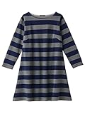 Angeliebe エンジェリーベ マタニティ 授乳口 付 太 ボーダー サック ワンピース 妊婦服 産前 産後 S ～ M 杢 チャコール × ネイビー