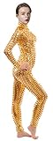 Sheface Metallic Wet Look Tight Hollow Catsuit Fun Costume (Kids Small, Gold)