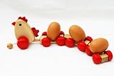 Wooden Pull Along Chicken with 3 Eggs