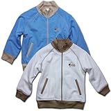 スポーツを楽しもう！ワンポイント刺繍が可愛いシンプルなジップアップニットジャケット（濠Du)ホワイト 85cm(下)