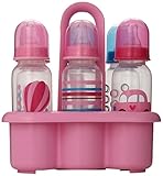 Nurtria Regular Neck Bottles with Organizer, Pink, 6-Count by Nurtria