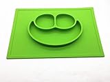 Smiley Face Silicone Baby Placemat - Square - Green [並行輸入品]
