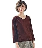 Angeliebe エンジェリーベ マタニティ 授乳口 付 ベロア Vネック プルオーバー 妊婦服 産前 産後 お呼ばれ 授乳服 フリー ボルドー