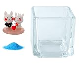 花市場直送便 ミニチュアガラス ウェディングうさぎ & カラーサンド ブルー & 植え込み用グラス ニューブロックS
