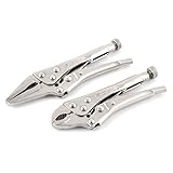 uxcell ロッキングプライヤ プライヤーセット ステンレス鋼製シルバートーン メタル曲げったジョー 2個入り