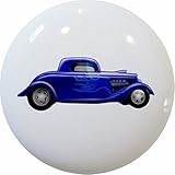 Carolina Hardware and Decor 1707 Hot Rod Car Blue with Flames Cabinet Drawer Knob by Carolina Hardwa