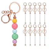 PATIKIL 10個入り キーホルダー金具 ビーズ可能キーチェーンバー 回転カン付き メタルビーズキーチェーン DIY 手芸用品 ローズ金色