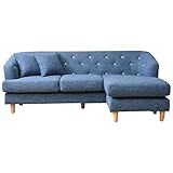 アビライト 大川家具 5色から選べる ファブリックカウチ ソファ 3人掛け ブルー SKT-0121