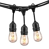 Outdoor String Lights Atmoko 49 Foot Weatherproof Incandescent String Lights with 15 Hanging Sockets
