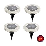 UPKEN ソーラーLEDライト 埋め込み式 太陽光充電 ガーデンライト 配線電池不要 屋外照明 夜間自動点灯 4個セット ガーデニング/庭/花壇/坪/公園に最適 アウトドアライト（レッド）