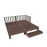 人工木ウッドデッキ 8点セット 1坪 連結用ネジ付 樹脂 デッキ 縁台【2色選択可】 (ダークブラウン)
