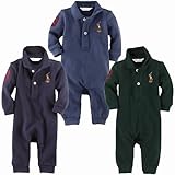 Ralph Lauren（ラルフ ローレン）カラー ビックポニー カバーオール（ブルー・ネイビー・グリーン）【月齢：6ヶ月】（並行輸入品） (6M（6ヶ月）, 緑)