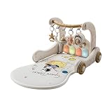 ベビージム 新生児用 知育玩具 4in1多機能 プレイマット【フィットネスラック/歩行器/ピアノ/積み木】 抗菌素材 洗濯可能 折り畳み式 収納便利 0ヵ月から 感覚刺激 出産準備 ギフト対応 室内遊具 記念日フォト/マンスリーフォトにも最適