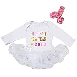 Kirei Sui(ｷﾚｲｽｲ) ベビー服 1st New Yearドレス ボディースーツ ホワイトとピンク Ｓ