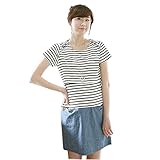 Lecpra (レクプラ) カジュアル ボーダー ドッキング ワンピース マタニティ 授乳服 バイカラー ( M L XL ) 半袖 (XL)
