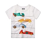 (美来Kids) 子ども服 男の子 キッズ Ｔシャツ 半袖 車 普段着 夏服 カジュアル 100 110 120 (100, ホワイト)