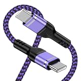 Vedfoad usb c to c ケーブル 20W 急速充電 1.8M Type c ケーブル iPhone16 ケーブル 断線防止 高耐久ナイロン編み pd ケーブル データ転送 タイプC 充電ケーブル iPhone16 15シリーズ、Galaxy s24、Google、Sonyその他Android Type-C機器対応（パープル）