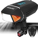 自転車 ライト、ZENBRE Vanite5リモコン式 自転車ヘッドライトIPX6防水/USB充電/テールライト&ターンランプ付き/ドイツ標準アンチグレア【3モード/高輝度/360度回転/懐中電灯兼用/アウトドア/防災】(ブラック)