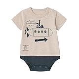 【ベビー服 春夏】半袖切替え天竺ボディスーツ オートミール（潜水艦） サイズ：６０