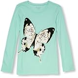 THE CHILDREN'S PLACE(ザ・チルドレンズプレイス) レオパード プリント バタフライ グラフィック ティ アイスミント トップス長袖Tシャツ 10～12歳【並行輸入】