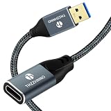 Thzzhnno USB Type-C - USB Type-A 変換アダプター延長ケーブル 1M, 10Gbps高速対応 USB Type-Cメス - USB Type-Aオス アダプター（ノートパソコン, タブレット, スマートフォンなどに対応）