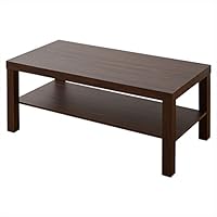 山善 ローテーブル 幅90×奥行45×高さ40cm コンパクト 頑丈 収納棚付き 床に傷がつきにくい 組立品 ウォルナットブラウン TCT-9045(WBR)