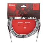 D'Addario ダダリオ シールドケーブル (ギターシールド) Custom Series Braided Instrument Cable グレー PW-BG-15BG (4.6m S-S) 【国内正規品】