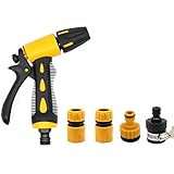 散水ノズル 調整可能な ノズル本体+泡沫蛇口用ニップル+万能ニップル+２ｘ散水コネクター 高压 水撒き 強力洗浄ガン 多機能 園芸 農業 洗車 ホースノズル