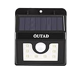 OUTAD センサーライト ソーラーライト 8LED 壁掛け 夜間自動点灯 屋外照明/玄関入口/ガーデン/軒先/階段/駐車場など用 防水