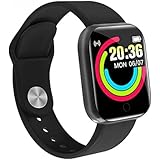 【黒】 スマートウォッチ 活動量計測定 腕時計 スマホ探し スポーツウォッチ 運動モード 心拍数 着信通知 音楽再生 歩数計 目覚まし時計 遠隔カメラ IP68防水 睡眠データー 目覚まし時計 腕上げ点灯/気温/座りがち iPhone&Android