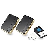 uxcell 呼び鈴チャイム　ブラック　防水ワイヤレス　AC 110-240V