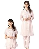 犬印本舗 Fairy フェアリー マタニティ パジャマ 授乳口付き ストライプ 2トップ パンツ ナイティ 3点 セット 妊婦服 産前 産後 長袖 半袖 前開き アジャスター調節可 M ～ L サーモ