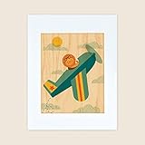 Petit Collage Unframed Print on Wood Wall Decor Plane Lion Small [並行輸入品]