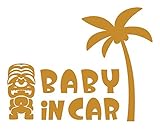 Sticker Shop Haru BABY ＩＮ CAR ステッカー ティキ像とヤシの木 20cm ゴールド