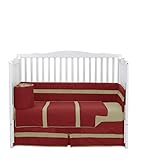 Baby DollBedding Solid Stripe Crib 4 Piece Bedding Set Red/Yellow [並行輸入品]