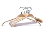 LWZY Hanger 木製ハンガー シャツ・コート用 女性用 ナチュラル色 10本組セット