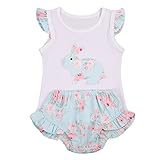 ベビー服　ベビーかルーズ　ウサギ　フローラル ラッフル outfit clothes無袖ベスト　短いパンツ　セット　キッズ服 (100cm, グリーン)