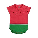 Mimoonkaka 子供服　幼児　赤ちゃん　ノースリーブ　スイカ　ニット　シャツ　ロンパース　ジャンプ　スーツ　洋服　涼しい　超可愛い　夏　秋