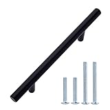 AmazonBasics Euro Bar Cabinet Handle (3/8" Diameter), 5.88" Length (3.5" Hole Center), Flat Black, 1