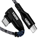 USB C ケーブル L字 PD対応 type c 100W/5A 急速充電 L型 高出力 1.8M USB-C to USB-C ケーブル 断線防止 ナイロン編み 充電コード タイプc スマホ/MacBook/iPad/iPhone16 15/Galaxy/Google/Switch/ドローン等type-cデバイス対応 (ブラック)