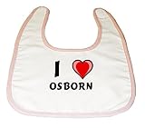 Baby Bib with I Love Osborn (first name/surname/nickname) by Shopzeus
