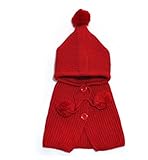 桜の雪　可愛い　女の子　ニット帽　冬 (レッド)