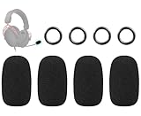 SOULWIT 4個セット マイクカバー for Hyperx Cloud/Alpha/Chat/Core/Flight/Mini/Orbit/Revolver/Stinger シリーズヘッドセットに対応 マイク用 保護 フォームカバー ポップフィルター for Hyperx Cloudx 交換用 ウィンドスクリーン マイクスポンジ 防風カバー 風防キャップ－ ブラック